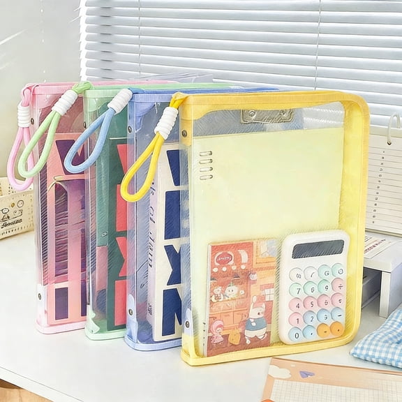 TTJ File Folders Folders for Documents Transparent Zipper-Closure Student Exam Tote Bag A4 Folder Exam Paper Storage Bag