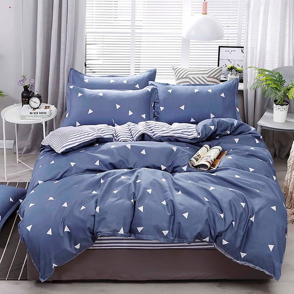 TTJ Four Piece Printed Bedding Set 59x79 in Soft Breathable Microfiber Sheet Duvet Cover Pillowcases Minimal Floral Design Easy Care Machine Washable Home Bedding, Bed Sheets