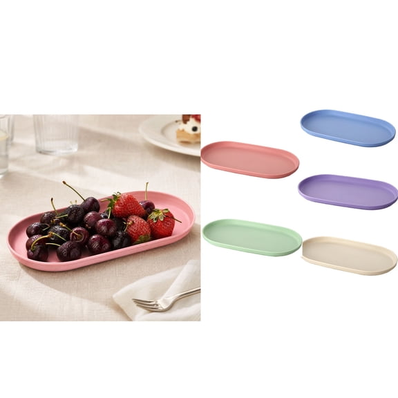 TTJ Fruit Bowl Plastic Serving Platter Rectangular Dinner Reusable Tray for Pasta Seafood Steak Home Kitchen Dining Use