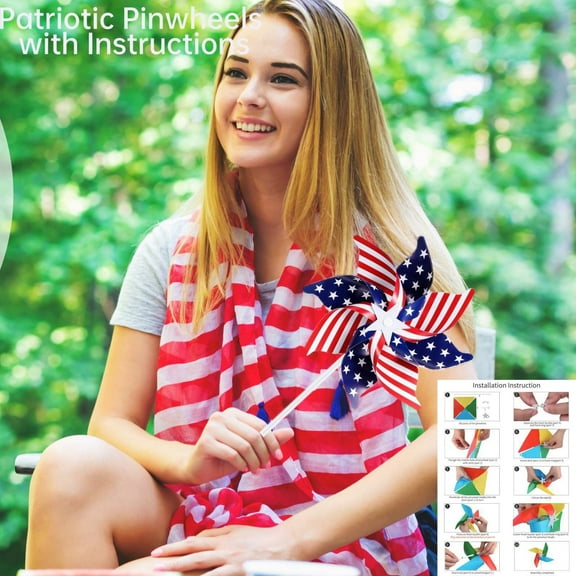 TTJ Garden Flag Spinner Set 10 Pack Red White Blue 4th Of July Decorations Flag Wind Spinners Yard Outdoor Memorial Day Independence Day Party Garden Accents Patio Decor