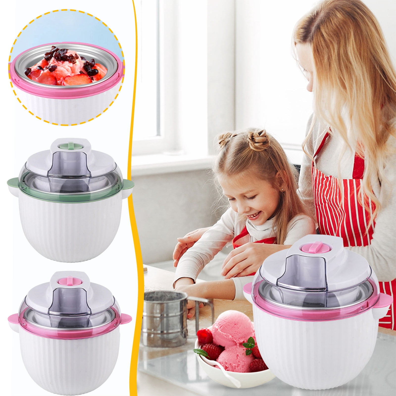 TTJ Gifts for 8 Year Old Boy Gifts for Two Year Old Boy Mini Automatic Ice Cream Maker Small Countertop Frozen Dessert Machine Quick Serve Treat Maker for Home Kitchen Party Snack Dessert Use