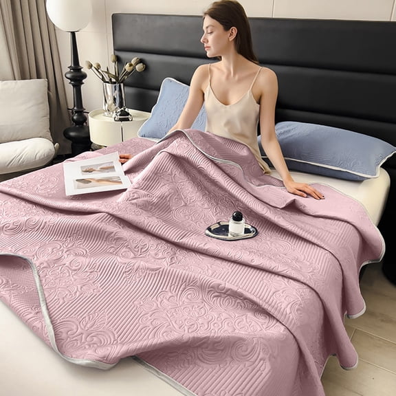 TTJ Gifts A‑Grade Knitted Cooling Summer Quilt 70x78 in Lightweight Breathable Air Con Blanket Thin Heat Wicking Washable Hotel Student Dormitory Summer Quilt Bed Cover