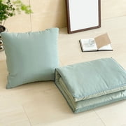 TTJ Gifts Convertible Pillow Quilt Two-in-One Cotton Pillow Blanket For Living Room Office Car Packable Nap Blanket Cushion Foldable Travel Pillow Soft Breathable Versatile Throw