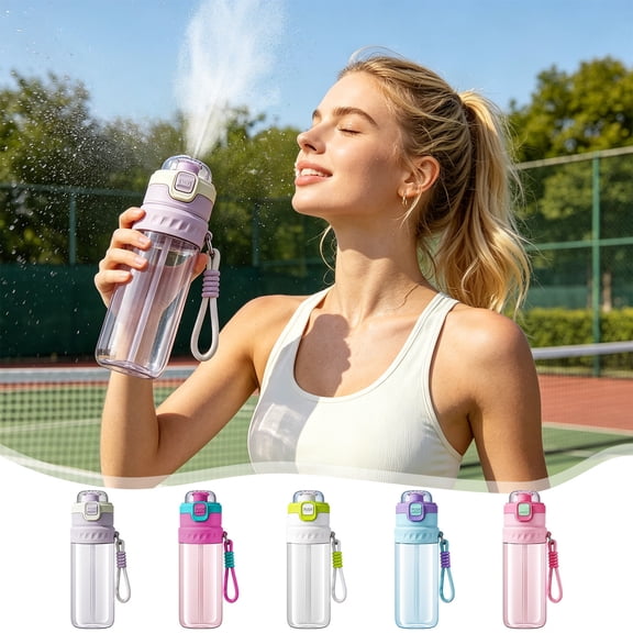 TTJ Gifts Large Capacity Spray Water Bottle With Straw 32 oz Sports Hydration Cup Fitness Outdoor Travel Leak-Resistant Fruit Infuser Mist Spray Bottle For Boys Girls Gym Camping Water Cup