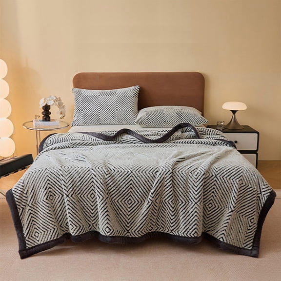 TTJ Gifts Milk Velvet Double-Sided Plush Blanket Shawl 59 x 79 in Soft Thick Coral Fleece Cozy Nap Throw Machine Washable Warm Sofa Bed Travel Blanket, Home Throw