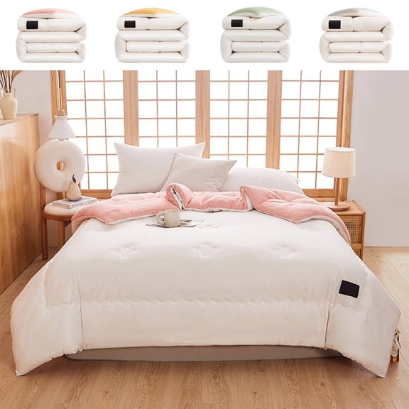 TTJ Gifts Soy Fiber Washed Microfiber Lightweight Duvet Insert 59x79 in Breathable All-Season Comforter Core Hypoallergenic Machine Washable Soft Insulating Comforter Fill