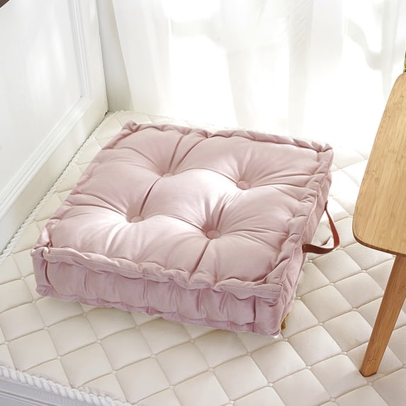 TTJ Gifts Thick Square Tatami Floor Cushion Plush Seat Pad 16.5 x 16.5 in Soft Non Slip Window Cushion Floor Sitting Pad Comfortable Durable Washable Cover for Home Living Room, Floor Cushion