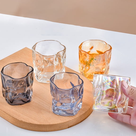 TTJ Glass Cups Iced Coffee Glasses 170ml Glass Cup Shaped Twisted Glass Colorful Whiskey Glass Thickened Twisted Beer Glass The Novelty Of Personality Beer Glass