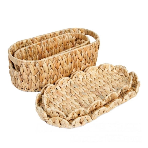 TTJ Handmade Woven Water Hyacinth Storage Basket With Lid Round Seagrass Bin Natural Fruit Bowl Countertop Organizer Lidded Container For Cosmetics Towels Kitchen Home Storage