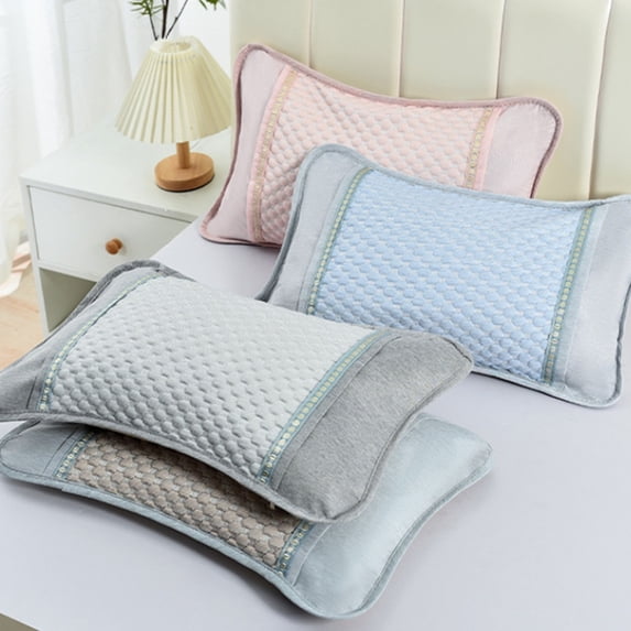 TTJ Ice Silk Cooling Bean Pillowcase Detachable Washable Summer Neck Protection Pillow Cover Breathable Soft Cooling Fabric Removable Zippered Case For Home Dorm Travel Sleep Comfort
