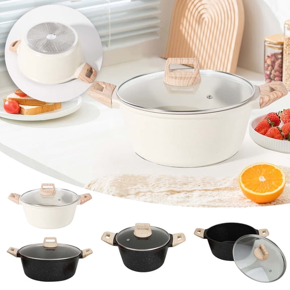 TTJ Large Capacity Soup Pot and Stew Pot Thickened Cooking Pot with Lid for All Stovetops Home Kitchen Boiling Simmering Soup Pasta Family Meals Use
