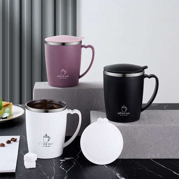TTJ Large Coffee Mug Mug 304 Stainless Steel Coffee Mug with Lid Thermal Insulation Outdoor Portable Comfortable Handle Heat and Cold Available
