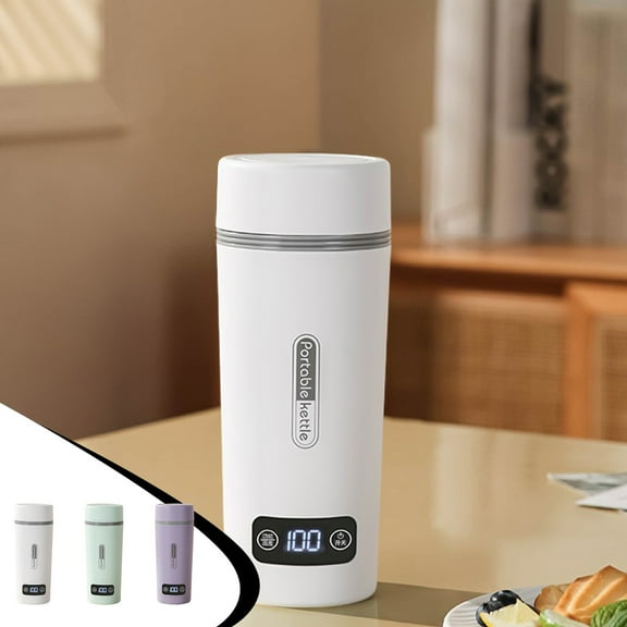 TTJ Large Water Bottle Water Bottles Travel Kettle Portable Small Mini Tea Coffee Kettle Water Boiler, 350ml Water Heater with 4 Temperature Control,304 Stainless Steel