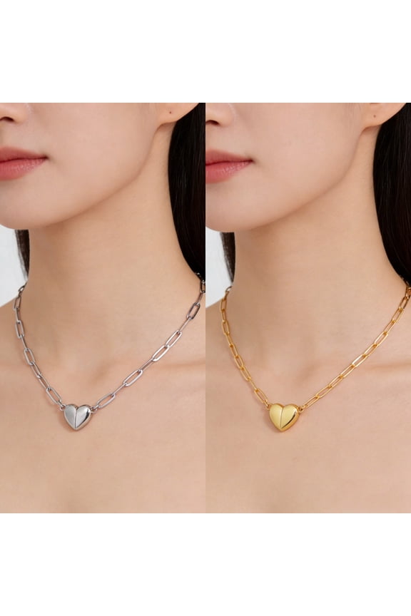 Necklaces Necklace for Women Magnetic Necklace Set Core Love Pendant Spring Buckle Chain Matching Jewelry Gift for Couples Anniversary Valentines Date Night Everyday Wear