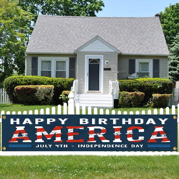 TTJ Outdoor Courtyard Party Banner Fabric Triangle Flag Strand For Porch Patio Fence Photo Backdrop Weather-Resistant Red White Blue Streamer For Parades And Backyard Events 4th Of July