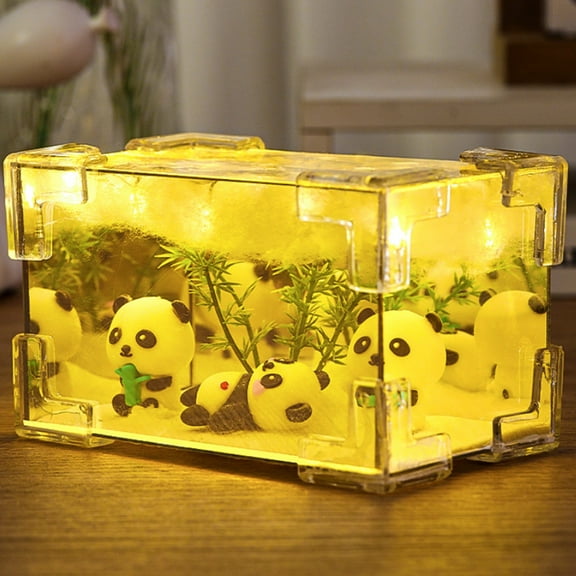 TTJ Panda Diy Night Light Customizable Cute Mirror Night Light Decorative Home Ornament Gift for Her Bedroom Kids Tabletop Led Nightlight, Novelty Light