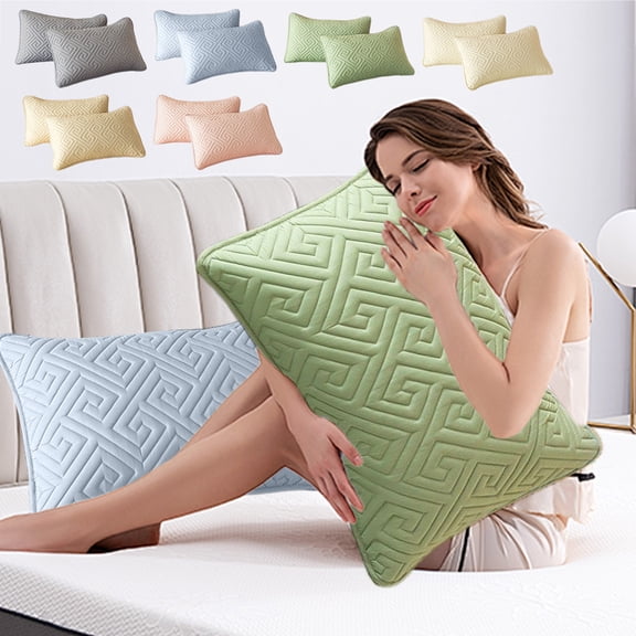 TTJ Quilted Decorative Pillowcases Set Of 2 Standard Soft Breathable Quilted Pillow Shams With Zippered Closure Hotel Style Home Bedding Accent Covers Pair