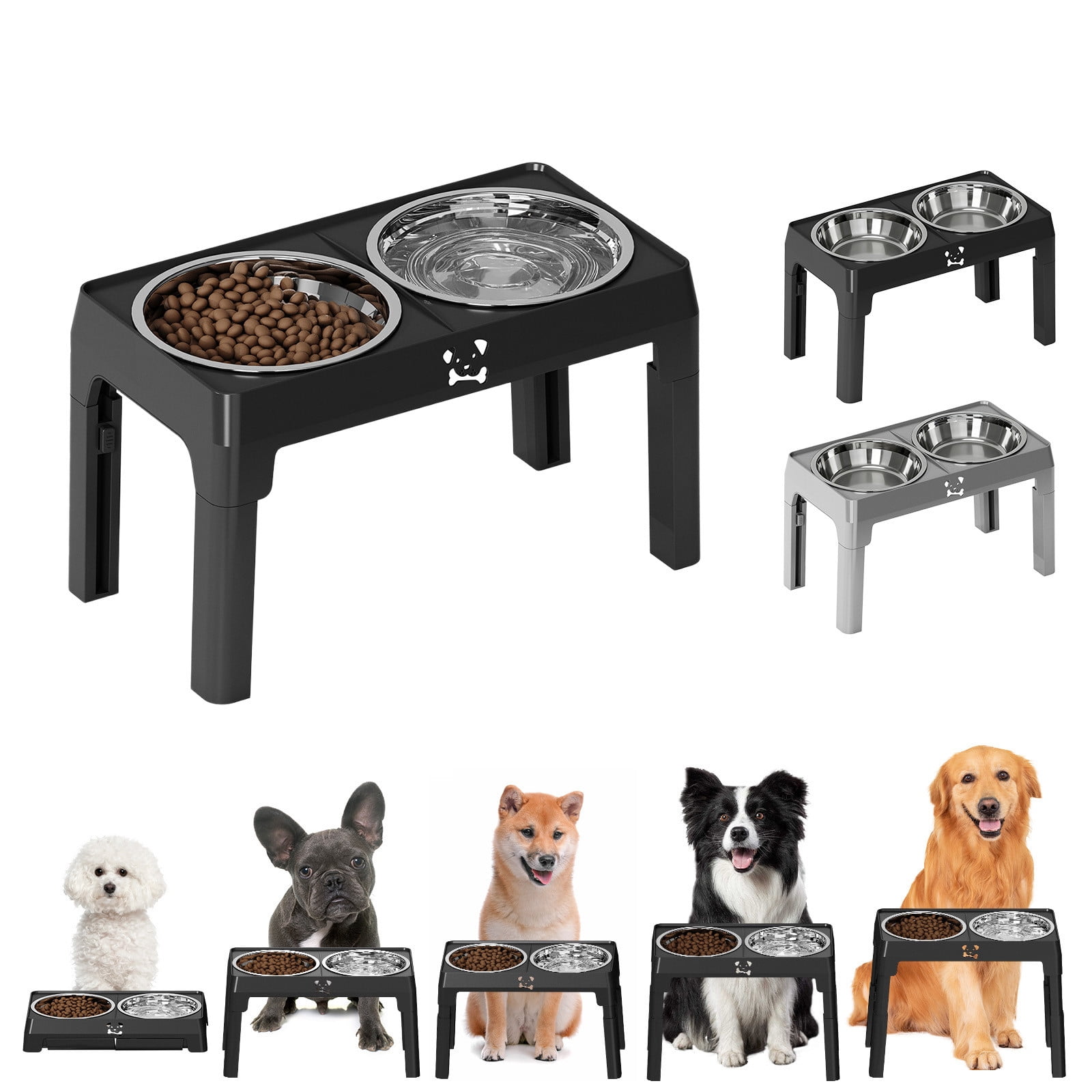 TTJ Raised Cats Bowl Cats Food Bowls Elevated Adjustables Stainless Steel Pet Bowl Cats And Dog Bowl Slow Food Bowl Feeder Water Dispenser Neck Support Bowl Ideal For Small Medium And Large Dogs