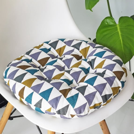TTJ Round Linen Blend Plush Seat Cushion 16 in Non Slip Tatami Floor Pad Soft Breathable Chair Cushion For Dining Living Room Dormitory Home Seating Comfort
