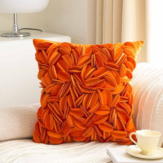 TTJ Scandinavian Solid Leaf Embossed Pillow Cover 17.7x17.7 in Decorative Cushion Sham Soft Breathable Modern Throw Pillow Case For Sofa Bed