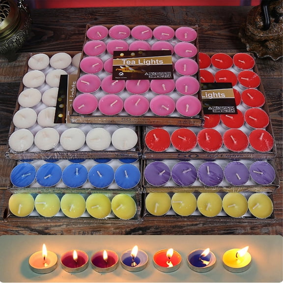 TTJ Scented Candles Candle 50 Pcs - Candle Floating Tea Lights Wedding Party Candle Small Votive Candles Mini Candles Round Candles Tea Light for Wedding Romantic Paraffin