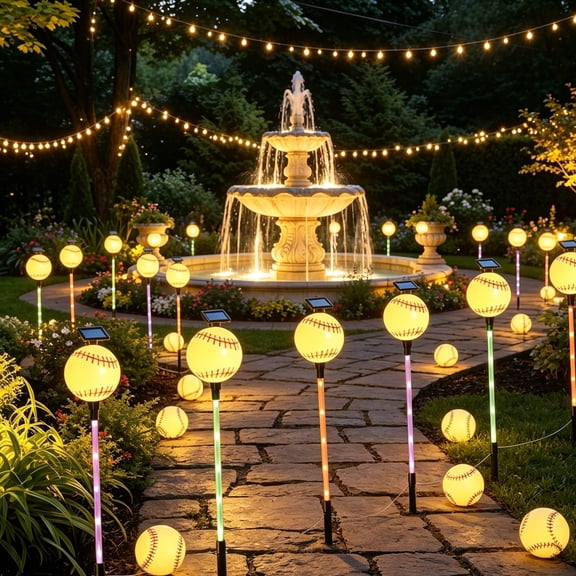 TTJ Solar-Powered Ground Stake Soccer-Themed LED Garden Light Waterproof Solar Yard Stake Decorative Pathway Light For Outdoor Lawn Patio Sports Party Decor