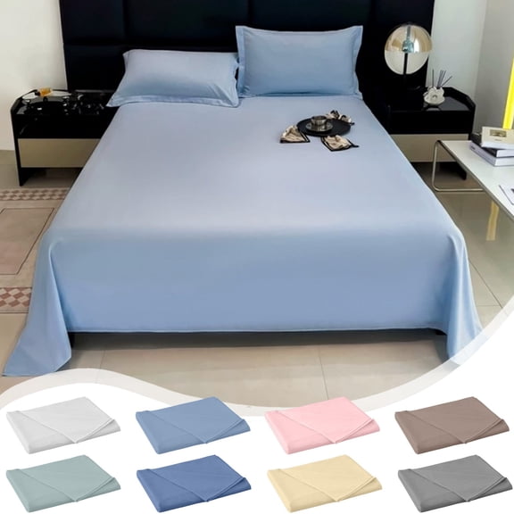 TTJ Solid Color Washed Cotton Flat Sheet Soft Breathable Easy Care 59x90 in Durable Hypoallergenic Bed Linen Smooth Texture Machine Washable For Everyday Sleep