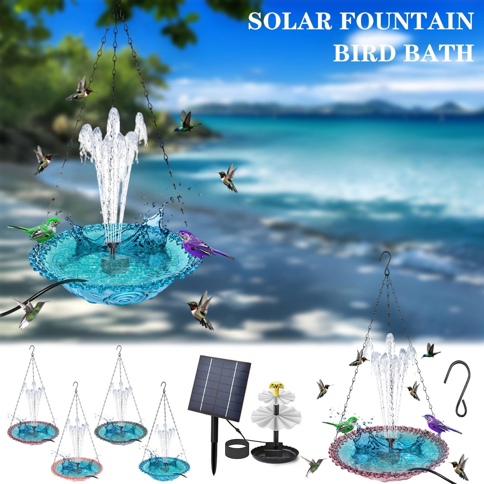 TTJ Squirrel Proof Bird Feeders Bird Feeder Pole Solar Water 2026 Outdoor Garden Garden Floating Hanging Feeder Birdbath