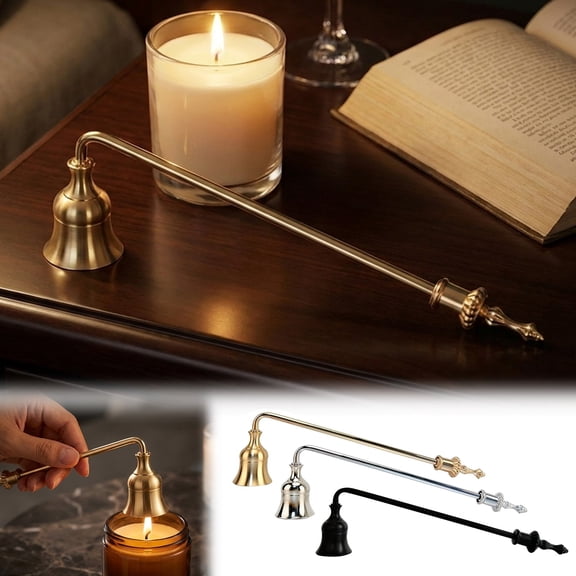 TTJ Stainless Steel Candle Snuffer Long Handle Extinguisher Decorative Home Accessory Safe Wick Duster Fireproof Metal Candle Tool for Mantel Tabletop Ceremony Gift