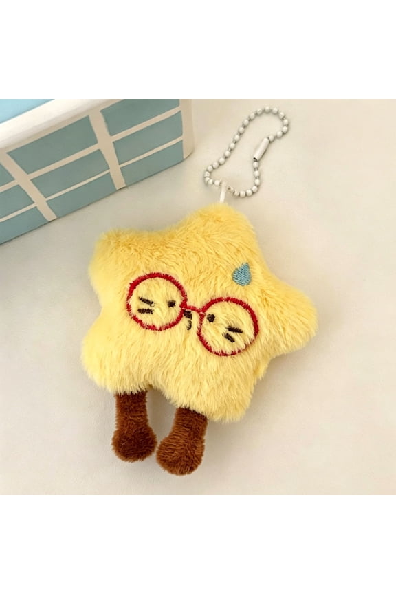 Stuffed Animal Small Gift Ideas Novelty Keychain Glasses Star Doll Pendant Keychain Decorative Pendant Cute Plush Eyewear Charm Bag Accessory Trendy Gift Collectible Small Gift