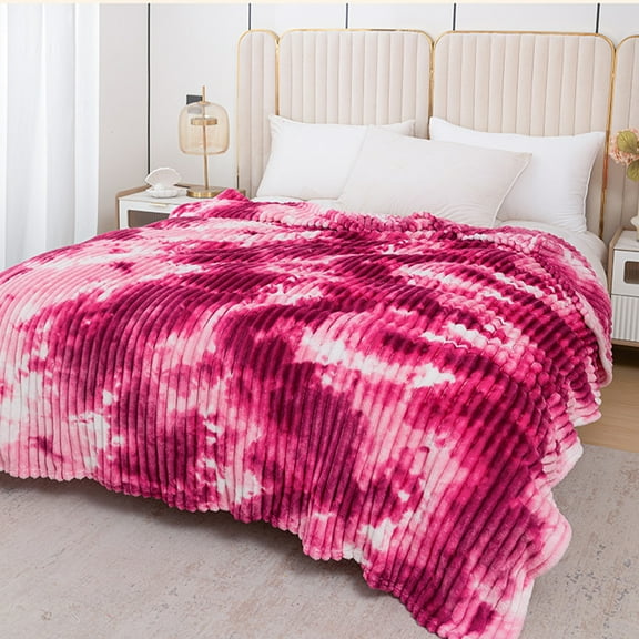 TTJ Tie-Dye Faux Plush Cloud Print Throw Blanket 59x79 in Soft Fuzzy Flannel Nap Blanket Colorful Cloud Design Cozy Sofa Bed Travel Machine Washable Throw