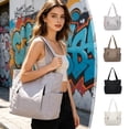 thumbnail image 1 of TTJ Waterproof Nylon Tote Bag Large-Capacity Shoulder Handbag For Work School Travel Lightweight Durable Multipurpose Crossbody Market Bag With Inner Pockets, 1 of 7