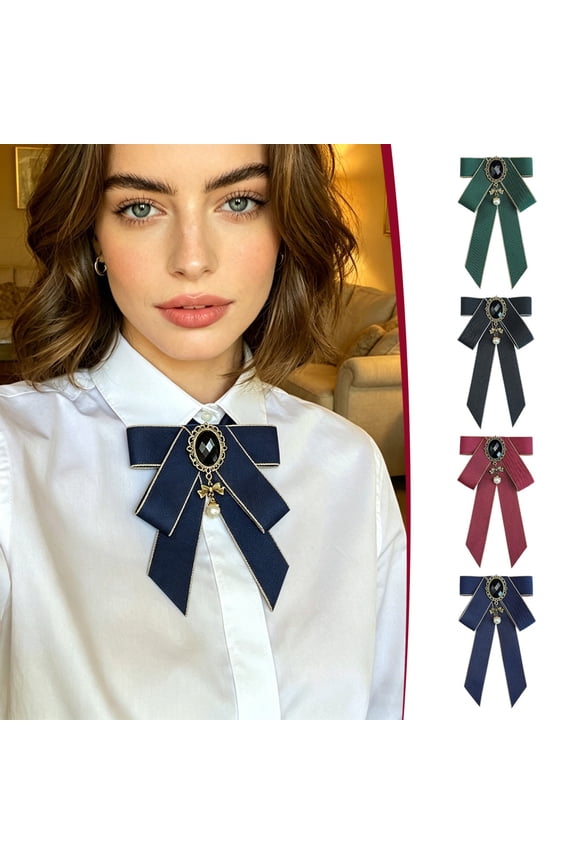 Women’s Fashion Shirt Bow Brooch Pin Elegant Bowknot Collar Accessory Solid Color Decorative Collar Clip For Blouse Dress Office Party Daily Wear Stylish Accent Pin Accessory