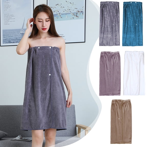TTJ Women's Spa Towel Wrap Adjustable Full Length Soft Absorbent Bathrobe Toweling Wrap Quick Dry Beach Pool Bath Wrap Lightweight Secure Fit Elastic Strap