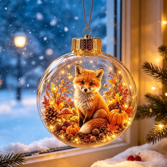 TTJ Woodland Animal Ornament Ball with Light for Fall Decor
