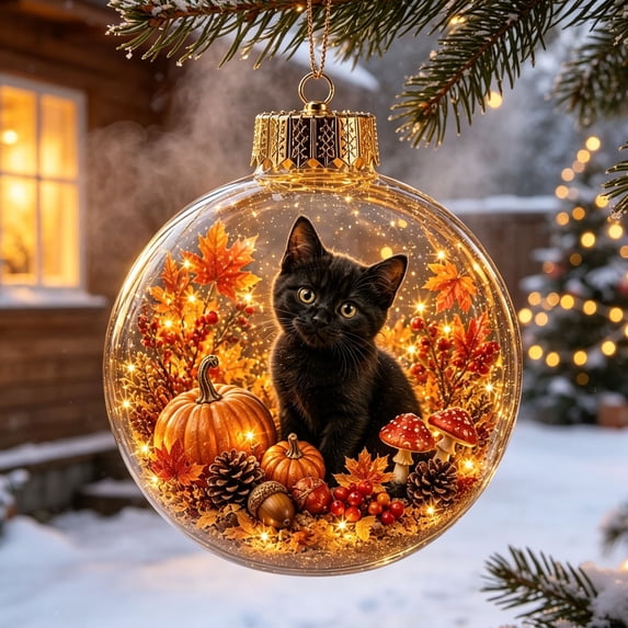 TTJ Woodland Animal Ornament Ball with Light for Fall Decor