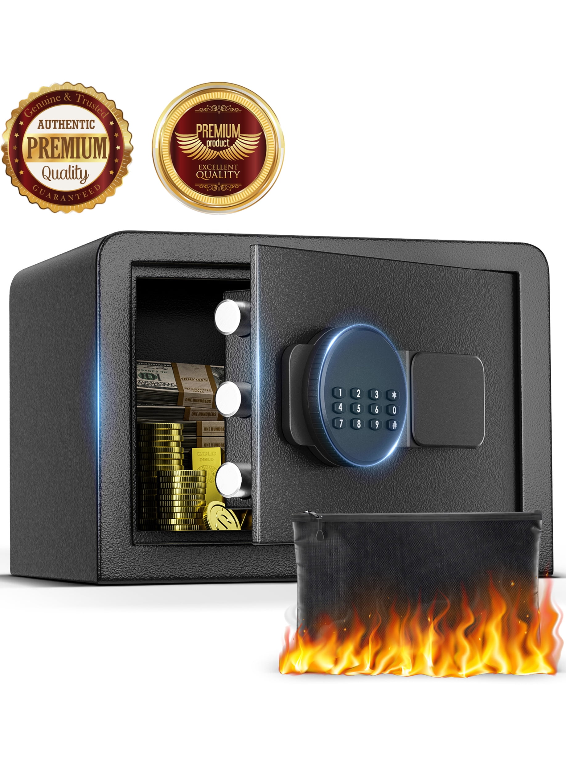 TTLIFE 1.5 Cu.ft. Safes,Fire and Water Resistant Safe Box with Digital Keypad and Alarm System