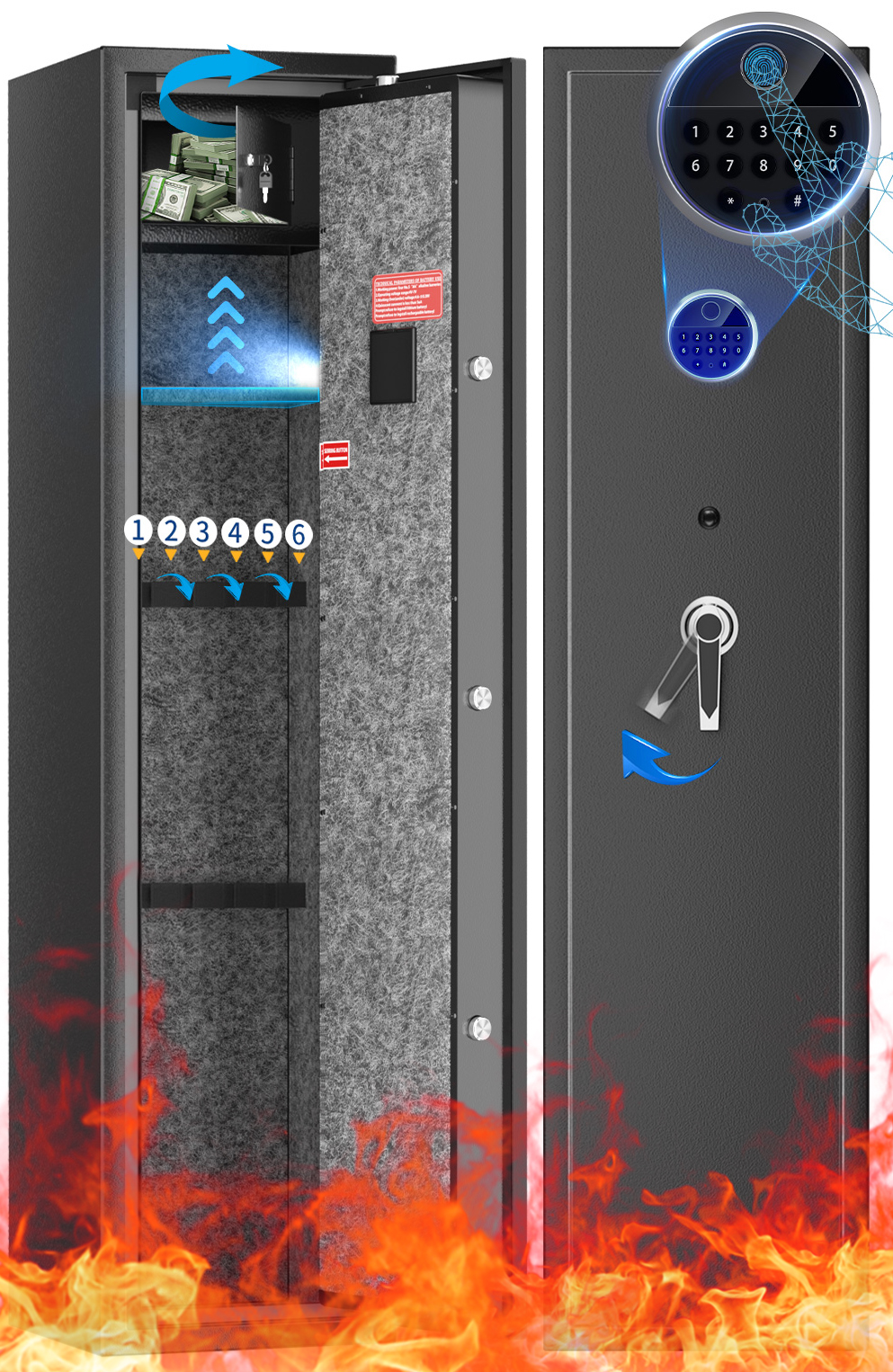 Rifle Safe 5 Gun Storage Security for Home Long Gun Safe with