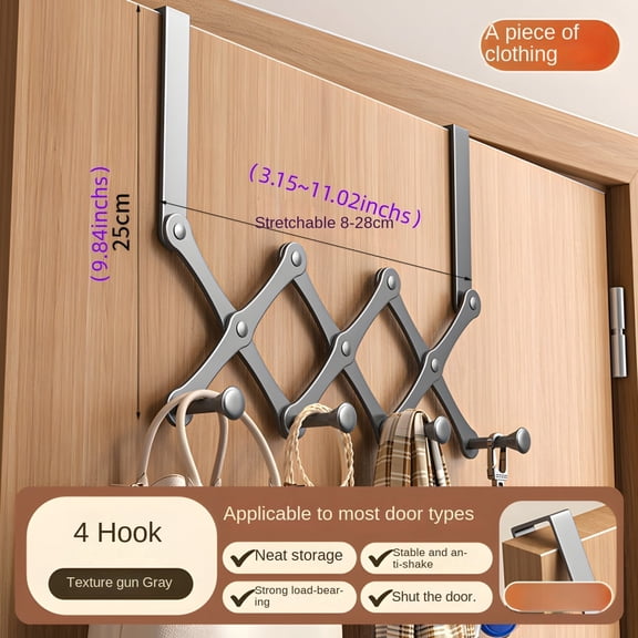 TTLanZJLSY Luxury retractable hook behind the door, high-quality carbon steel without drilling holes, 1 Pcs