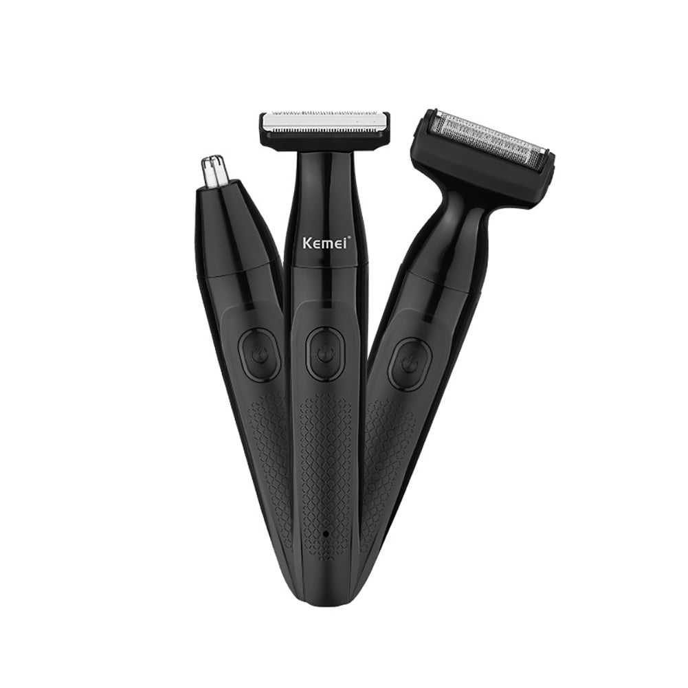 TTOOGO 3-in-1 Men's Grooming Kit – Electric Razor, Body Hair Trimmer & Nose Hair Cutter with 4 Guide Combs, Washable Design, USB Rechargeable, Travel Lock