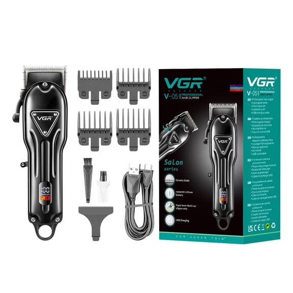TTOOGO Cordless Hair Clipper with LED Display, 2500mAh Rechargeable Battery, USB Charging Hair Cutting Machine, Adjustable Taper Lever, Ceramic Blade Grooming Tool for Home and Salon Use