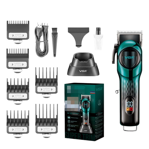 TTOOGO Professional Cordless Hair Clipper LED Display Electric Beard Trimmer Rechargeable 2000mAh with Charging Base USB Fast Charging Barber Hair Cutting Machine for Men