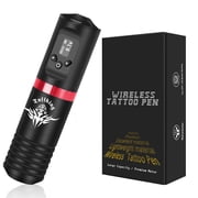 TTOOGO Wireless T ttoo Pen Kit Complete Set   Rechargeable T ttoo Machine with 1800mAh Battery, 4 12V Adjustable Voltage for Lining & Shading, 20 Mixed Cartridge Set