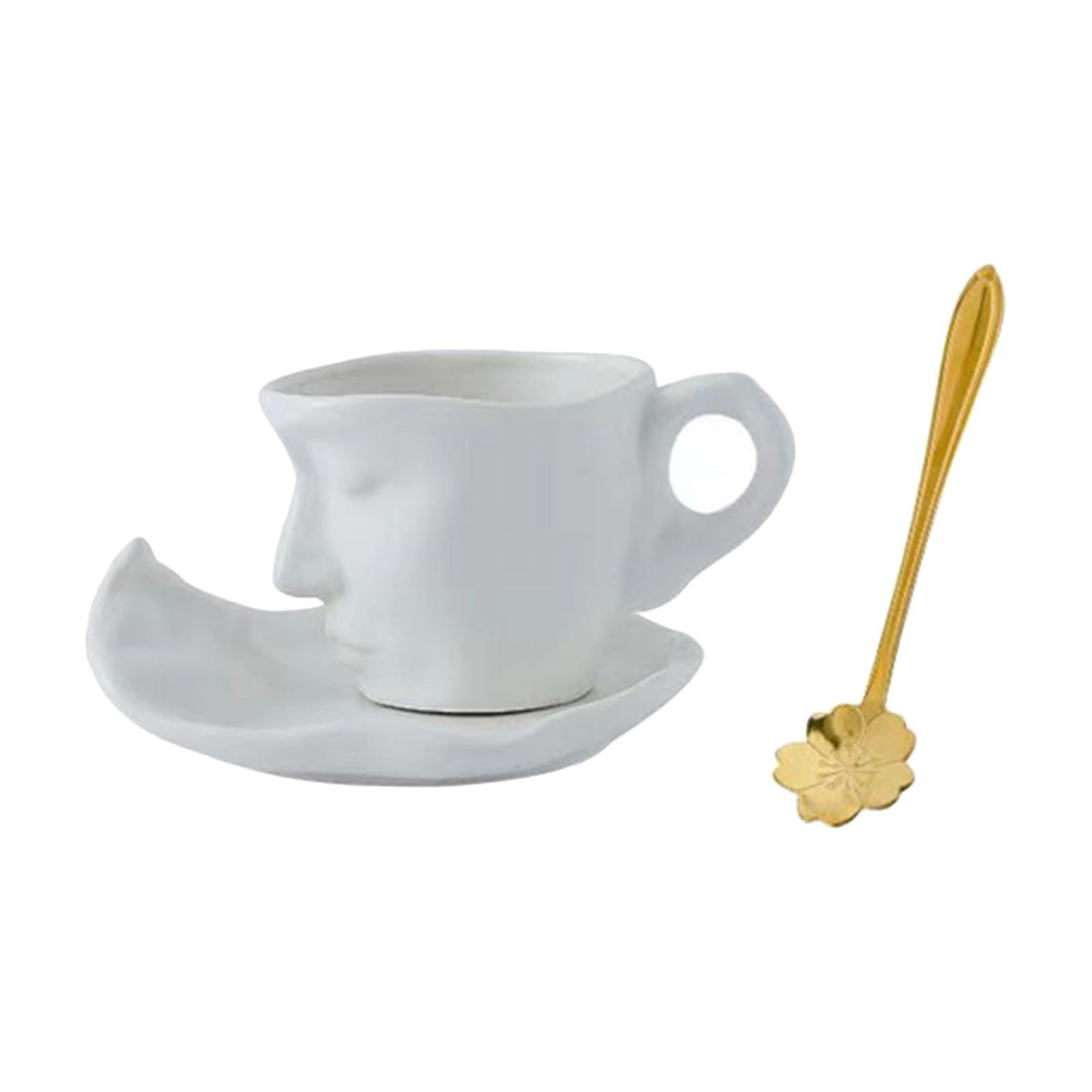 TTQVQ Glass&Bottle Tea Cup And Saucer Set Ceramic Kissing Couple Coffee