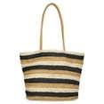 thumbnail image 1 of Time and Tru Women's Striped Straw Tote Bag, Natural, 1 of 4