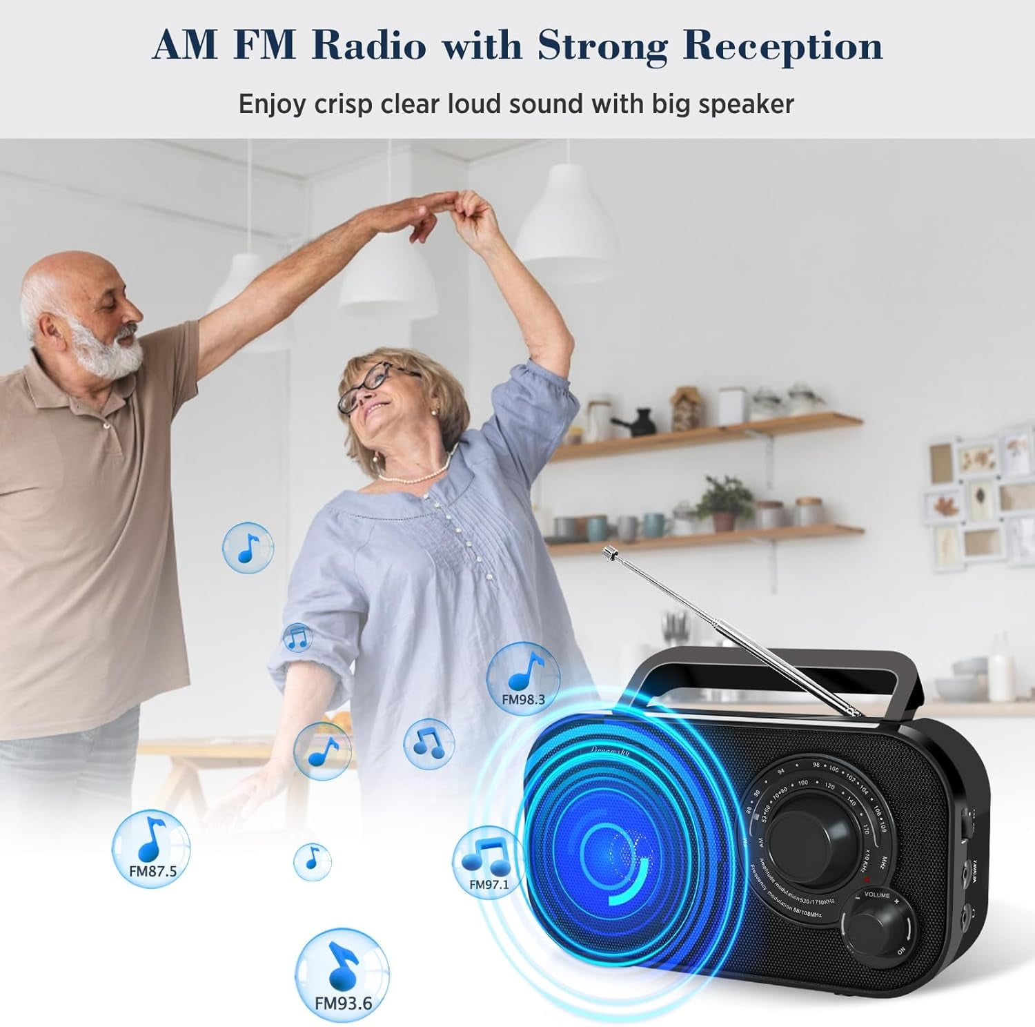 TTTYBA-AM FM Portable Radio Plug in Wall or Battery Operated for Home ...