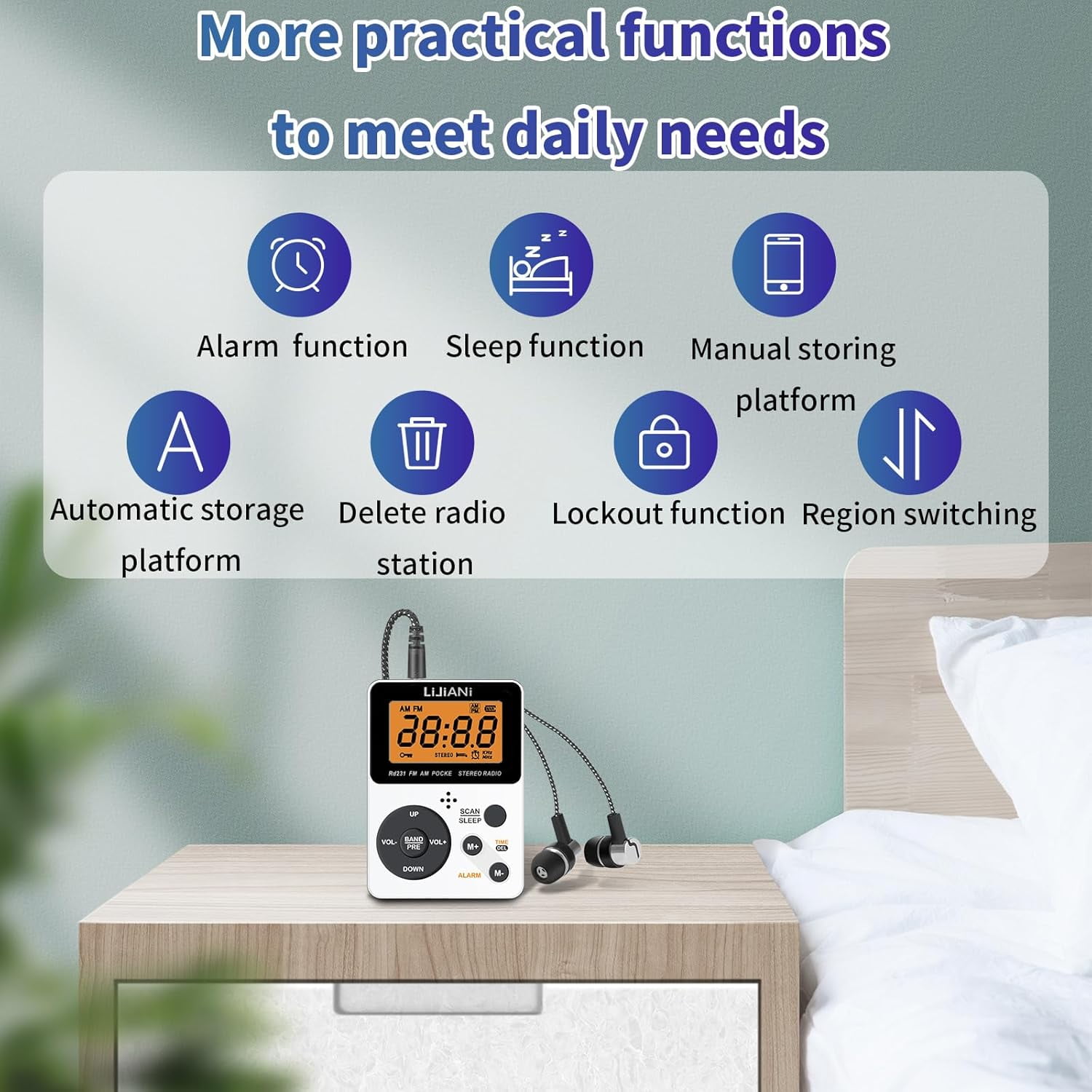 TTTYBA-Pocket AM FM Radio Portable with Stereo Earphone, Battery ...