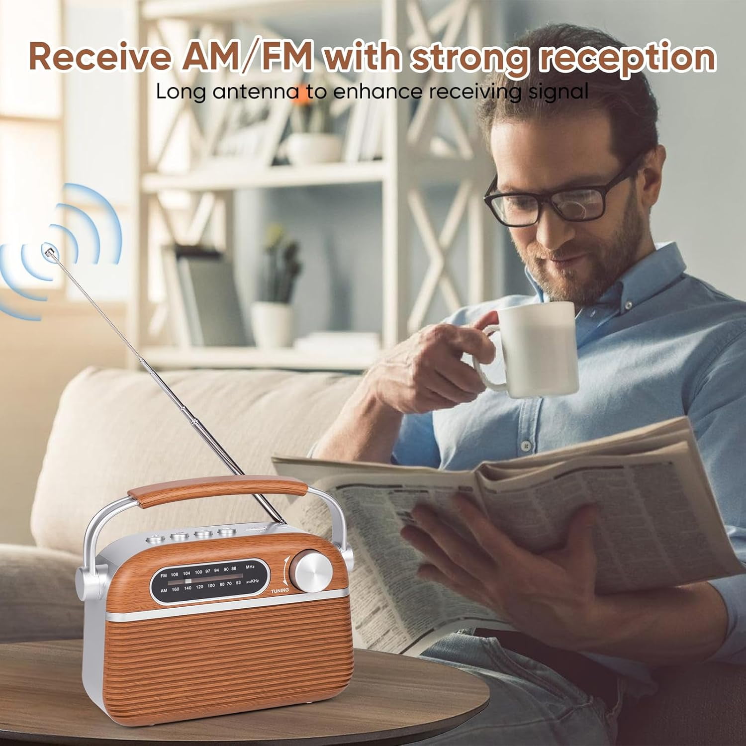 TTTYBA-Portable AM FM Analog Radio Plug in Wall with Bluetooth Speak, 3 ...