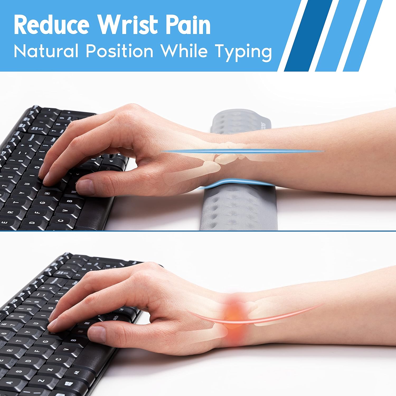 TTTYBA-i-Rocks Memory Foam Keyboard Wrist Rest - Pain-Reducing Wrist ...