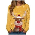 thumbnail image 1 of TTUHYWXI 2025 Womens Ugly Christmas Sweatshirt Funny Cute Xmas Tree Reindeer Snowman Tops Long Sleeve Crewneck Sweater (Yellow, XXL), 1 of 5